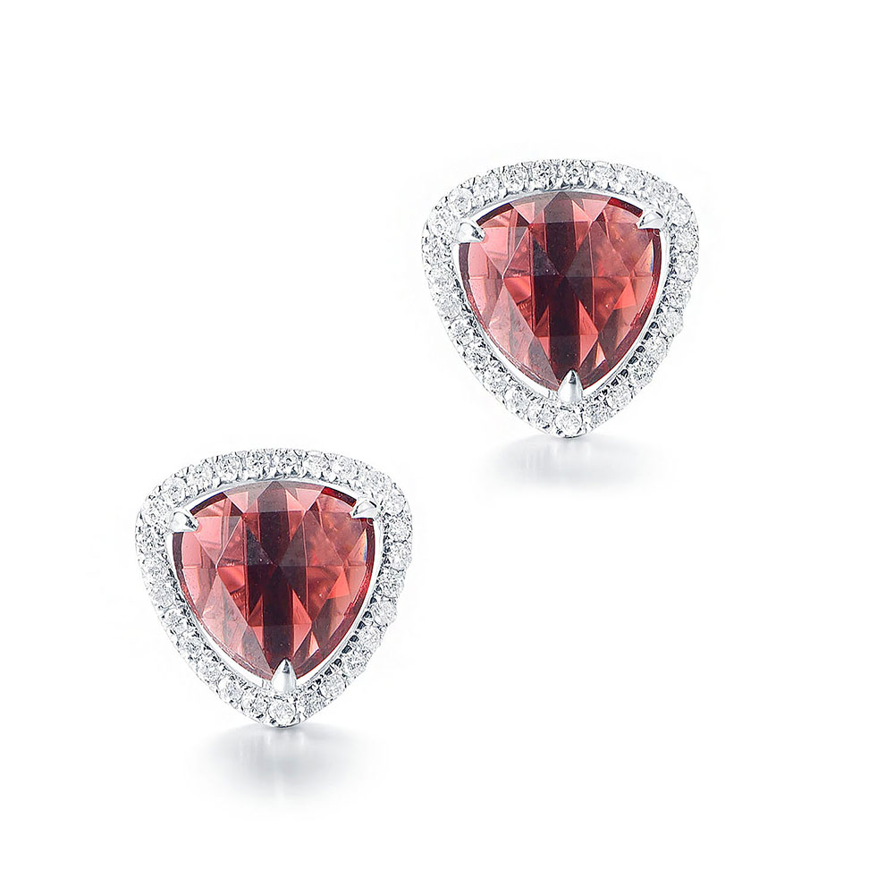 Garnet and Diamond Studs Temple Grace Singapore