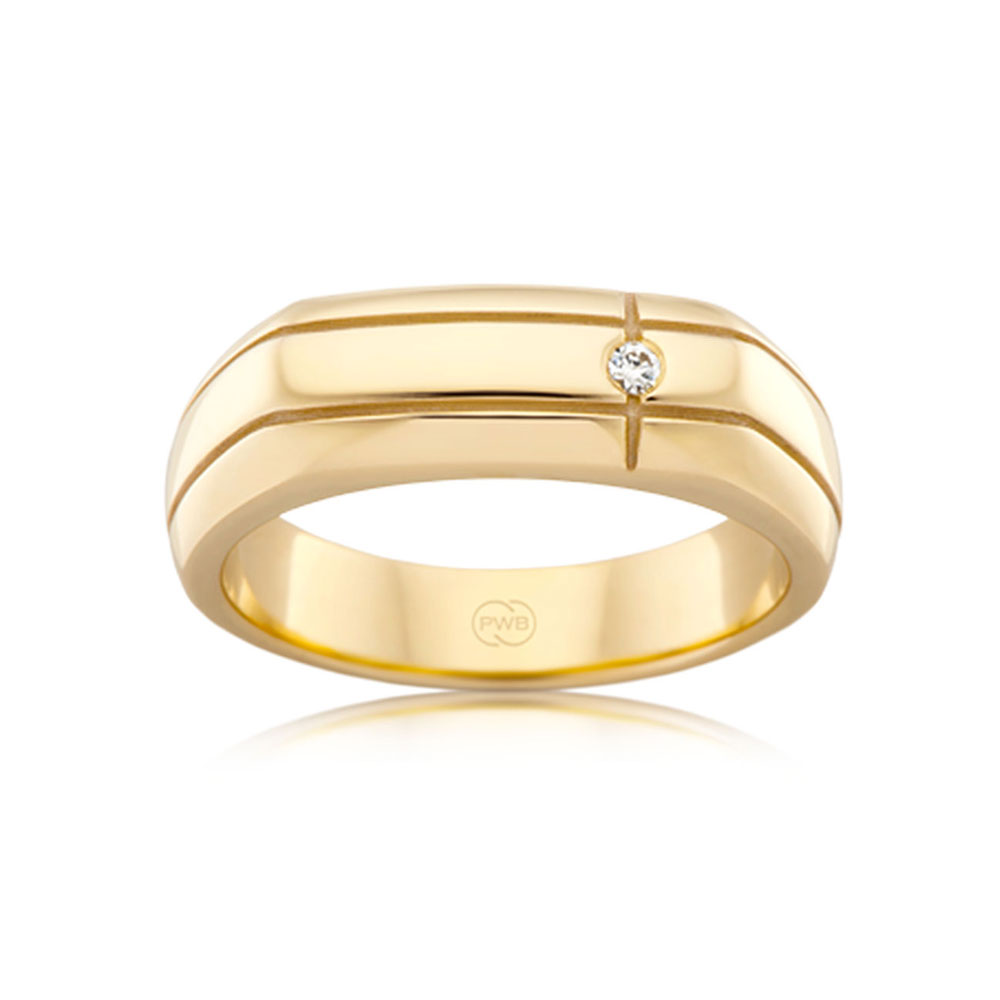 Gold diamond sales signet ring