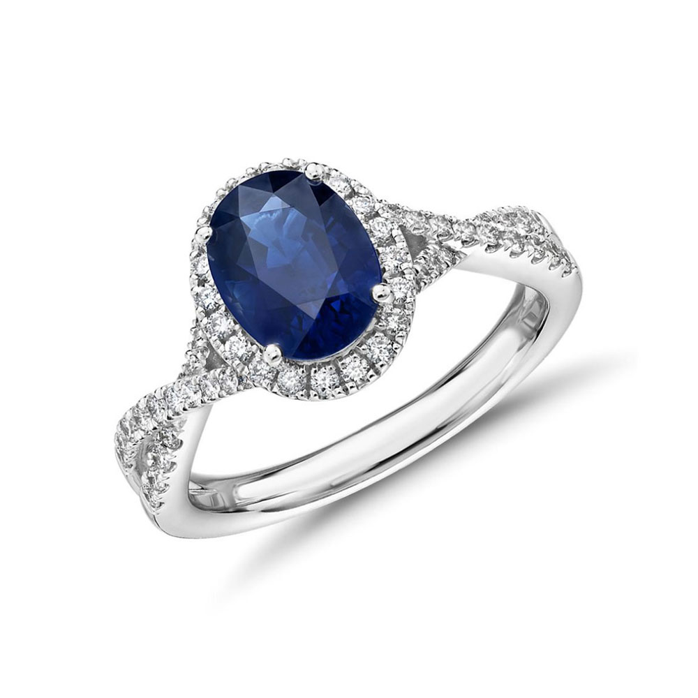 Oval Sapphire on twisted band | Temple & Grace Singapore