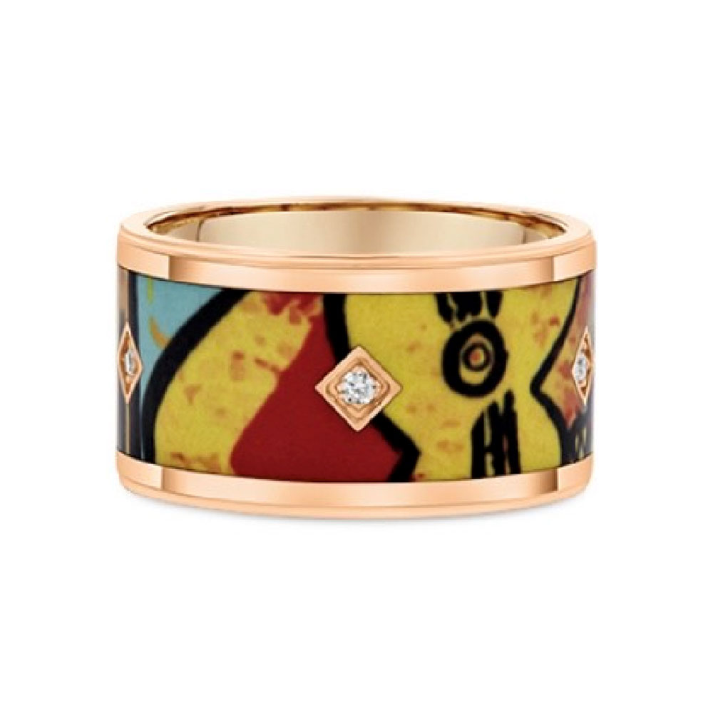 Multicoloured Ceramic Gold Ring Temple & Grace Singapore