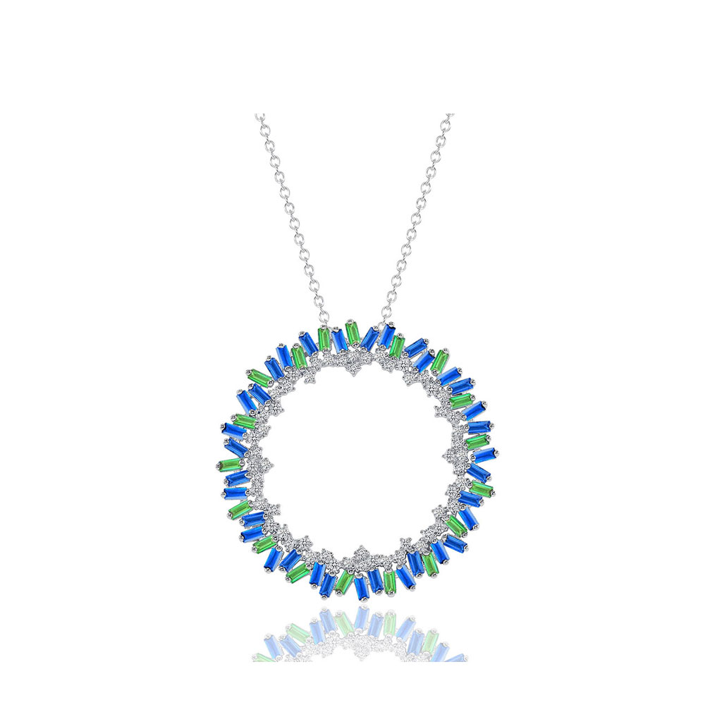 Gold necklace on sale with blue pendant