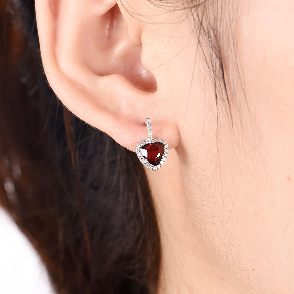 Garnet earring sales