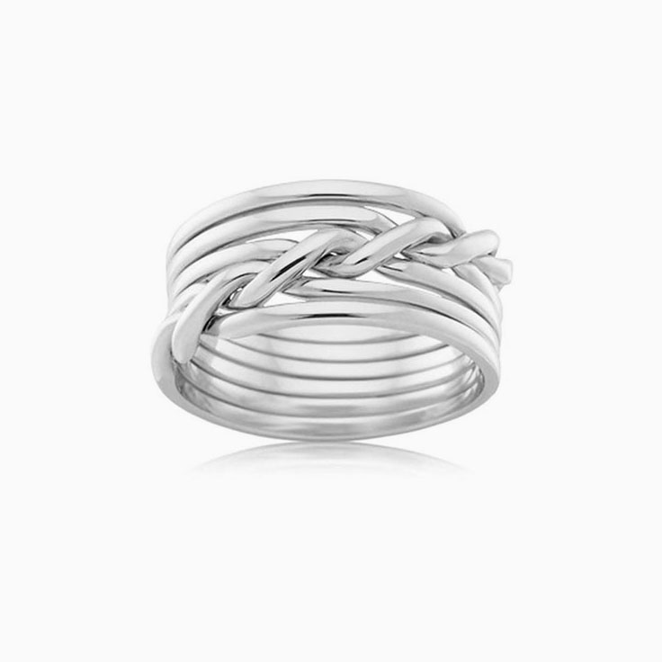 Diagonal Twisted Rope Patterned Ring