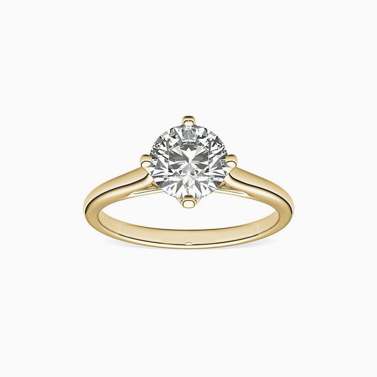 Four Claw Solitaire Engagement Gold Ring
