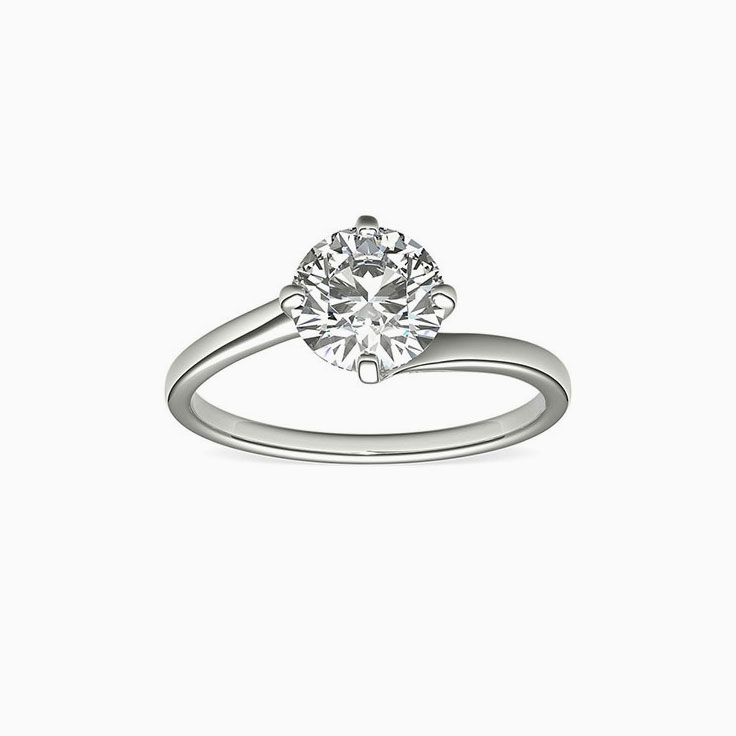 Classic Four Claw Solitaire Diamond Engagement White Gold Ring