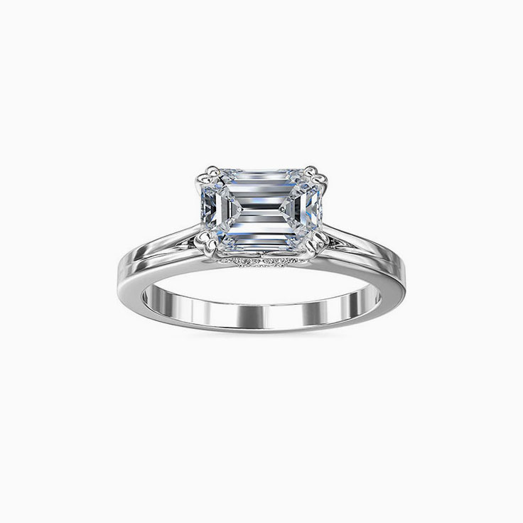 Emerald Cut Solitaire Diamond Engagement Gold Ring