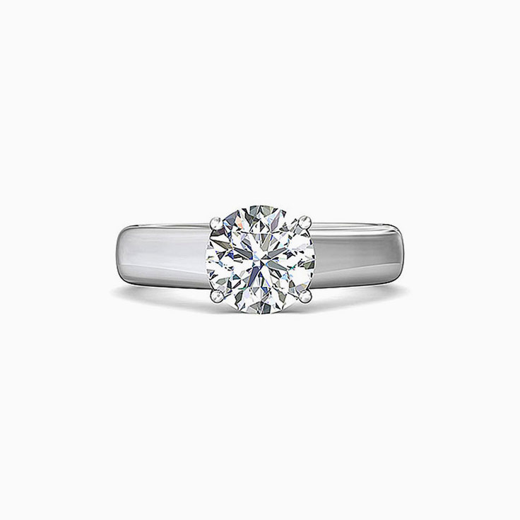 Classic solitaire round diamond engagement ring