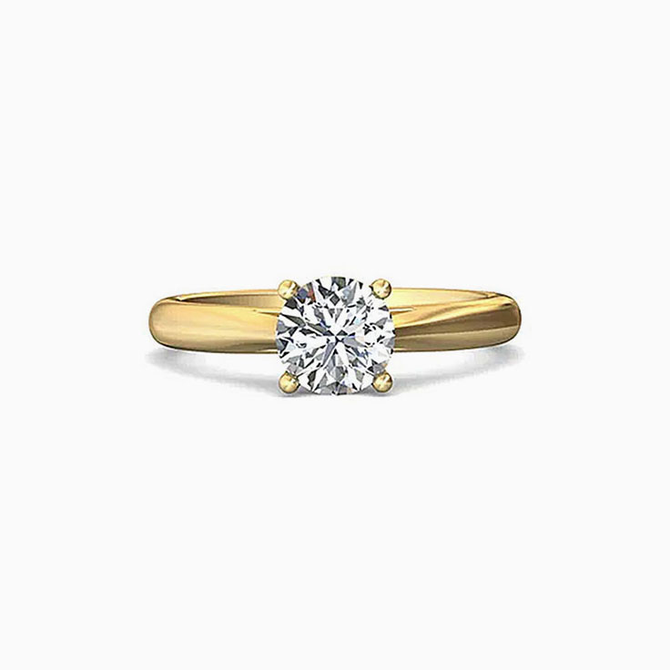 Solitaire Diamond Engagement Gold Band