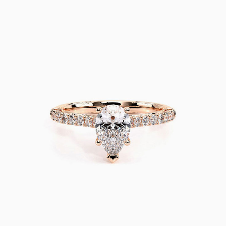 Brilliant Pear Diamond Pave Engagement Ring