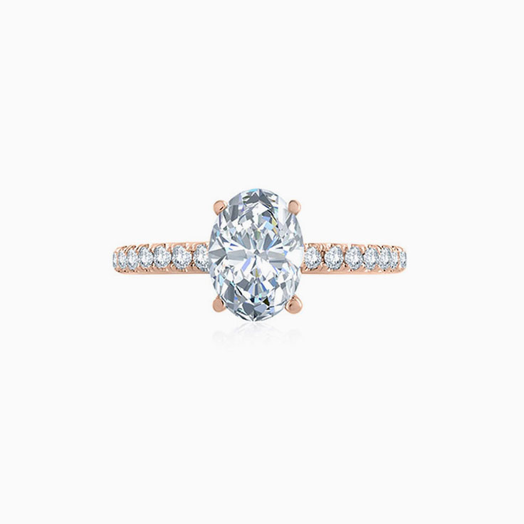 Brilliant Oval Cut Diamond Engagement Pave Ring