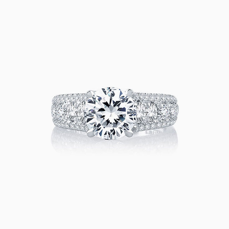 Round Brilliant Diamond Engagement Pave Band