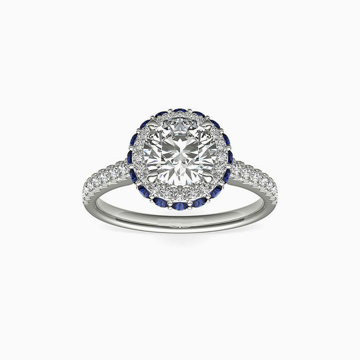 Diamond and sapphire engagement ring