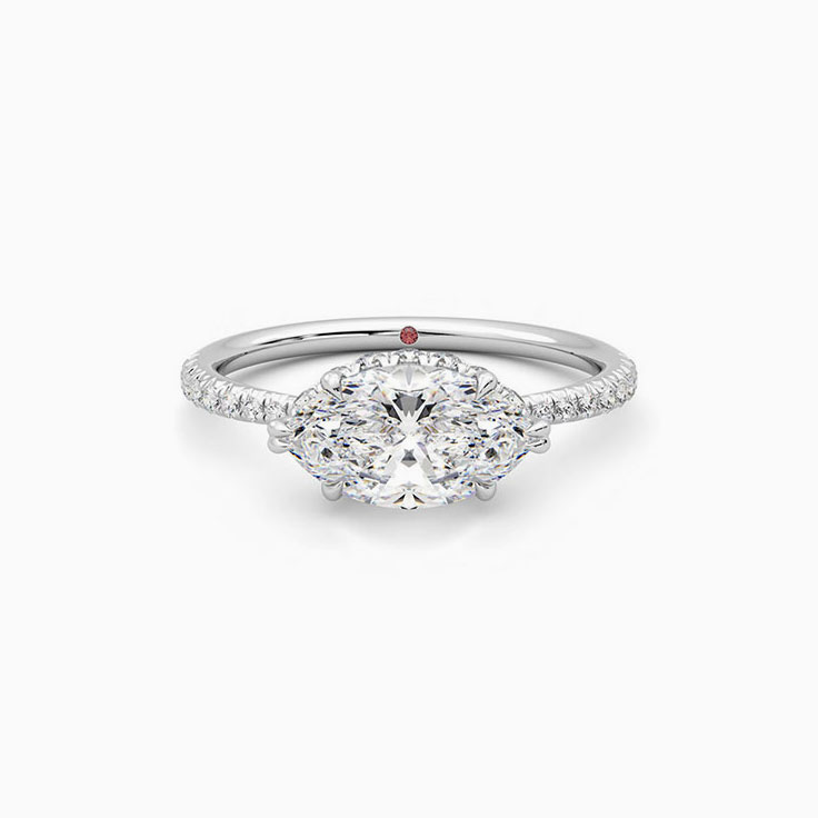 Marquise Diamond Engagement Pave Ring
