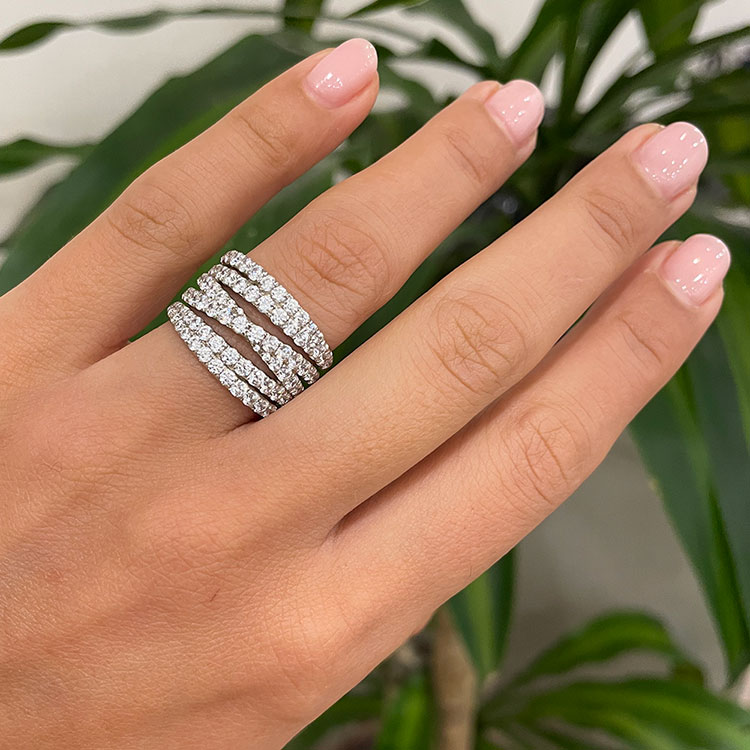 Six Row Diamond Dress Ring
