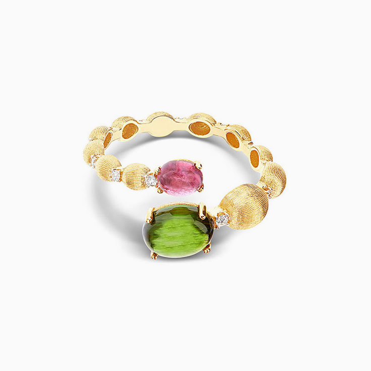 Tourmaline Ring With Gold Beads