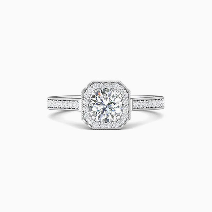Round diamond miligrain engagement ring
