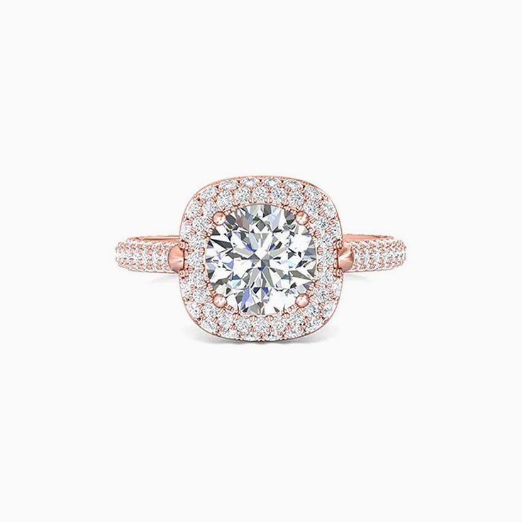 Round Brilliant Diamond Engagement Double Halo Ring