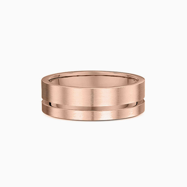 Brushed Finish Grooved Wedding Band