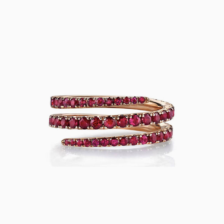 Three band ruby ring
