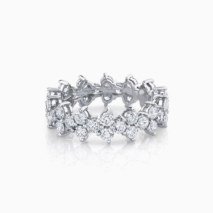 Double Row Diamond Zig Zag Ring