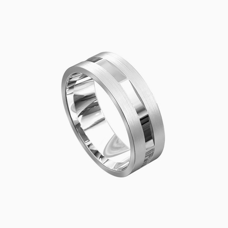 Sleek Mens Brushed Wedding Ring