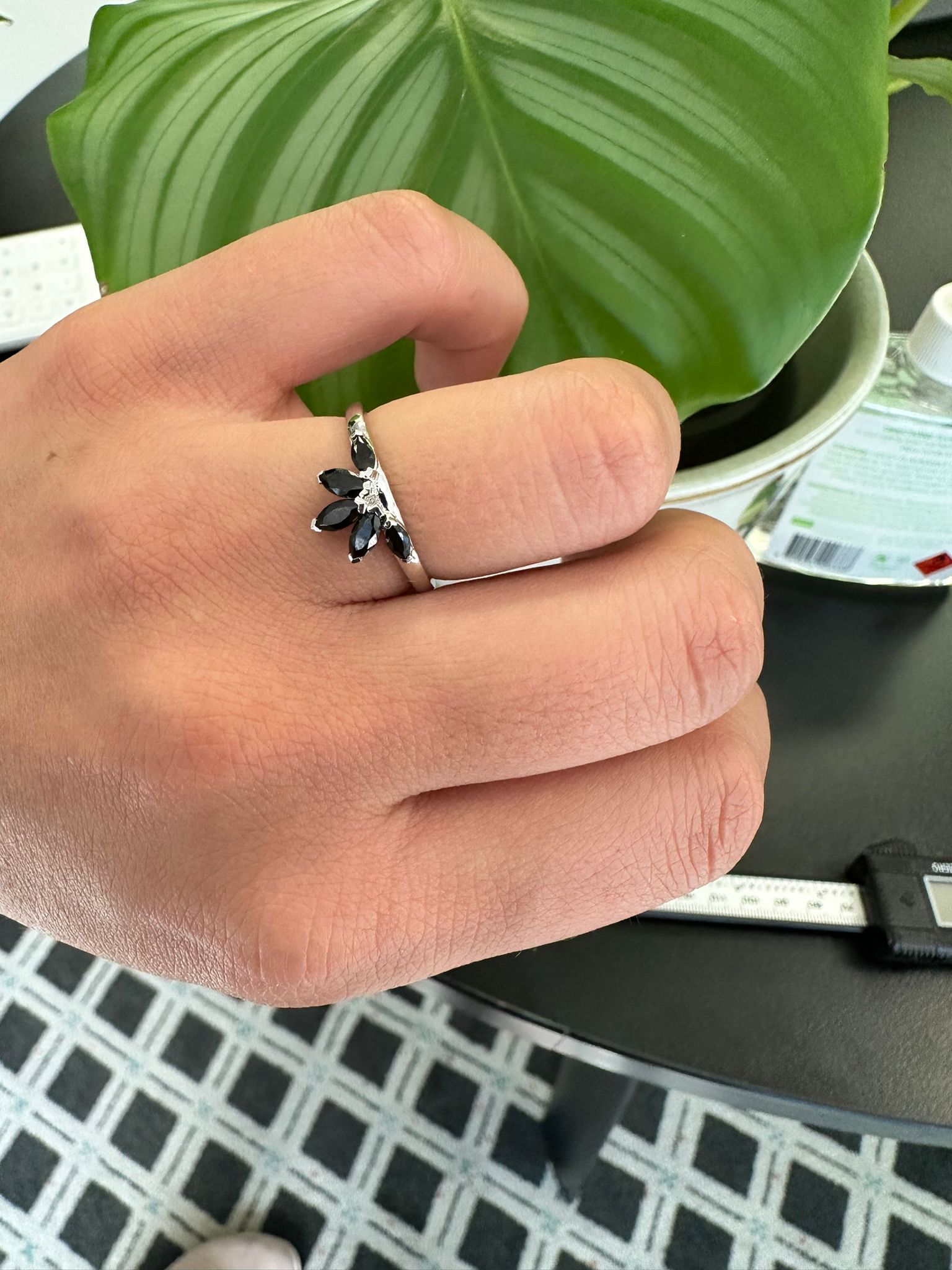 Classic Black Diamond Curve Ring