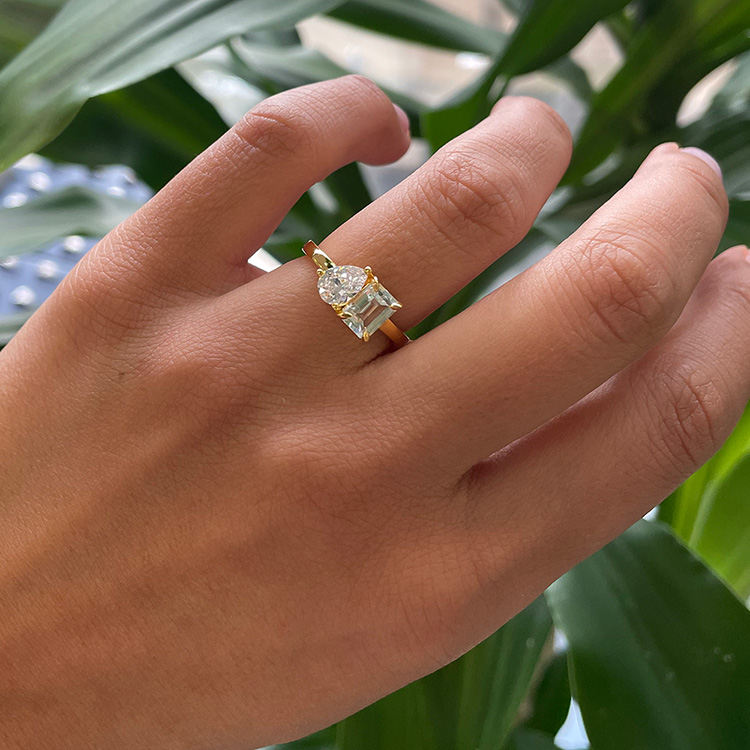 Aquamarine And White Topaz Ring