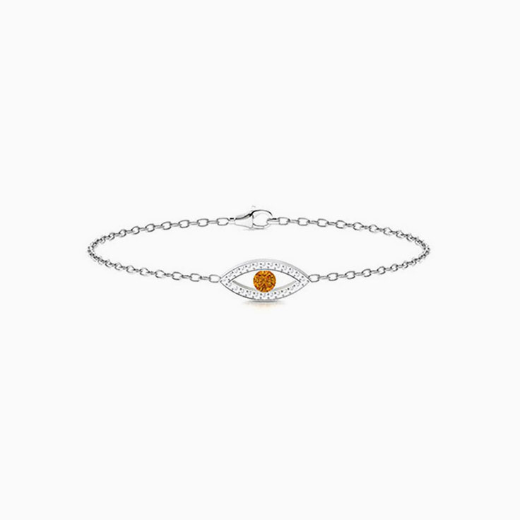 Citrine And Diamond Evil Eye Bracelet