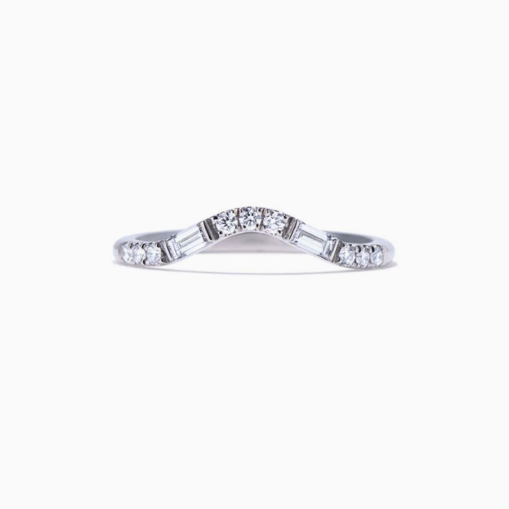 Baguette and round curve ring