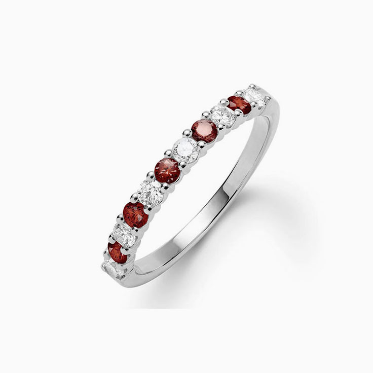 Diamond And Garnet Stackable Ring