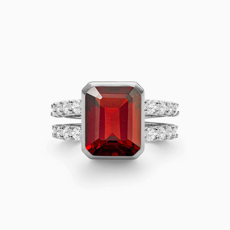 Garnet And Diamond Split Band