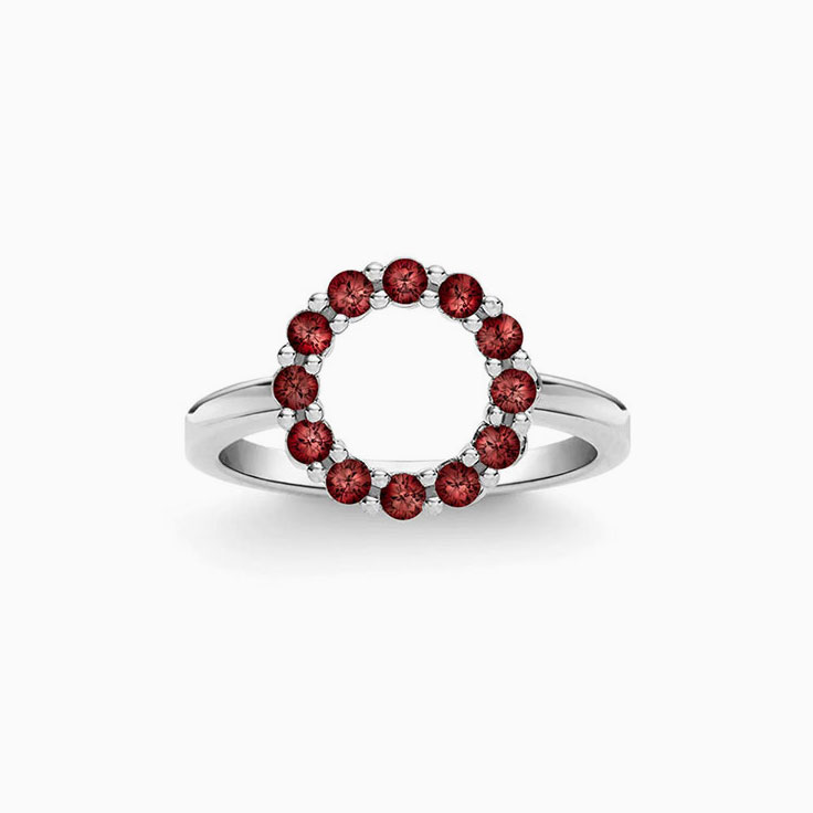 Open Circle Garnet Ring