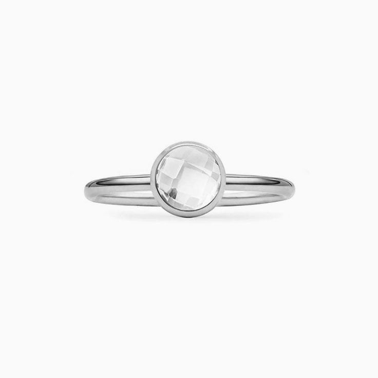 Bezel Set White Topaz Ring