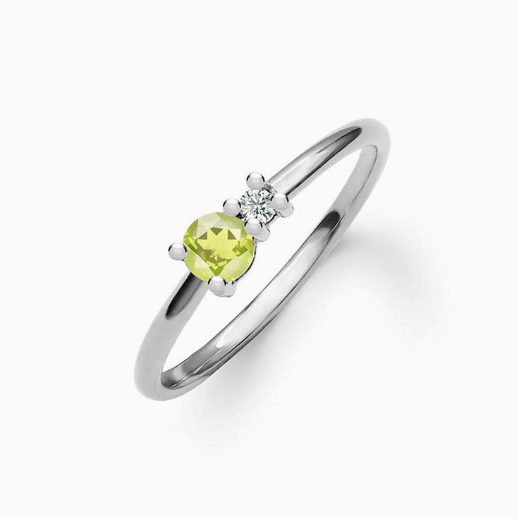 Round Peridot And Diamond Ring