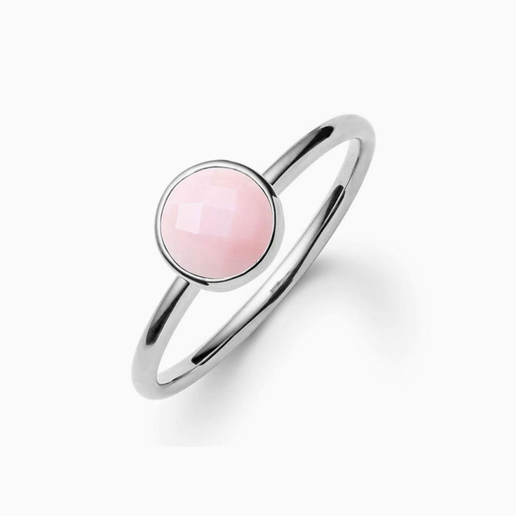 Bezel Set Pink Opal Ring