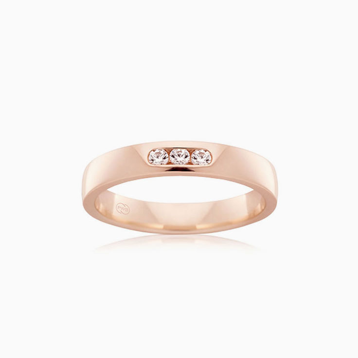 Three stones lab diamond wedding ring