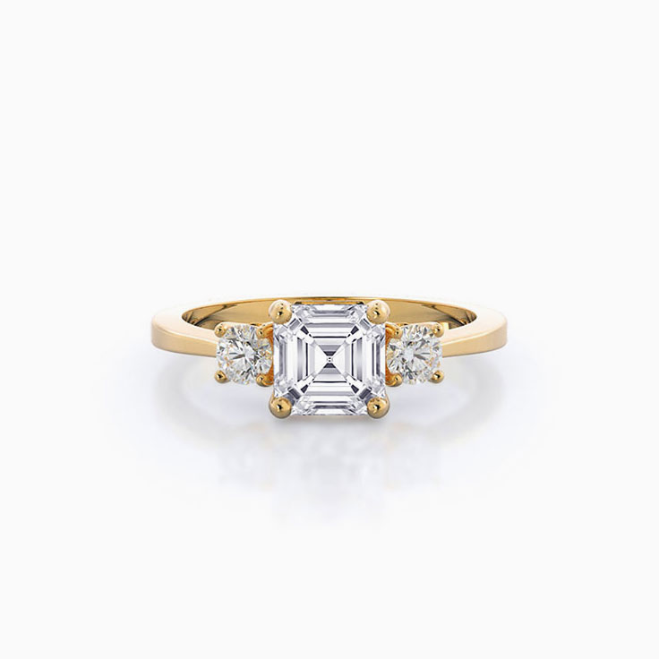 Three Stone Lab Diamond Engagement Ring