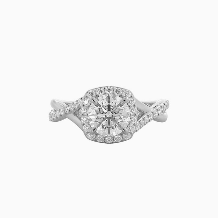 Cushion Halo With Lab Round Diamond Engagement Ring