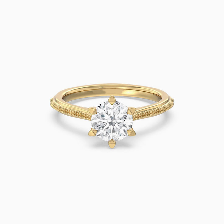 Grooved Lab Diamond Engagement Ring
