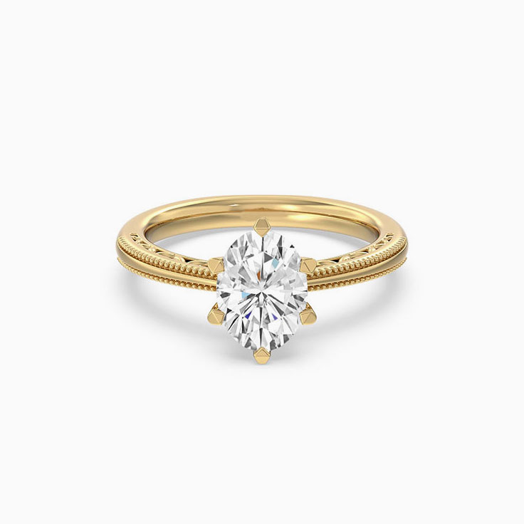 Lab Diamond Grooved Engagement Ring