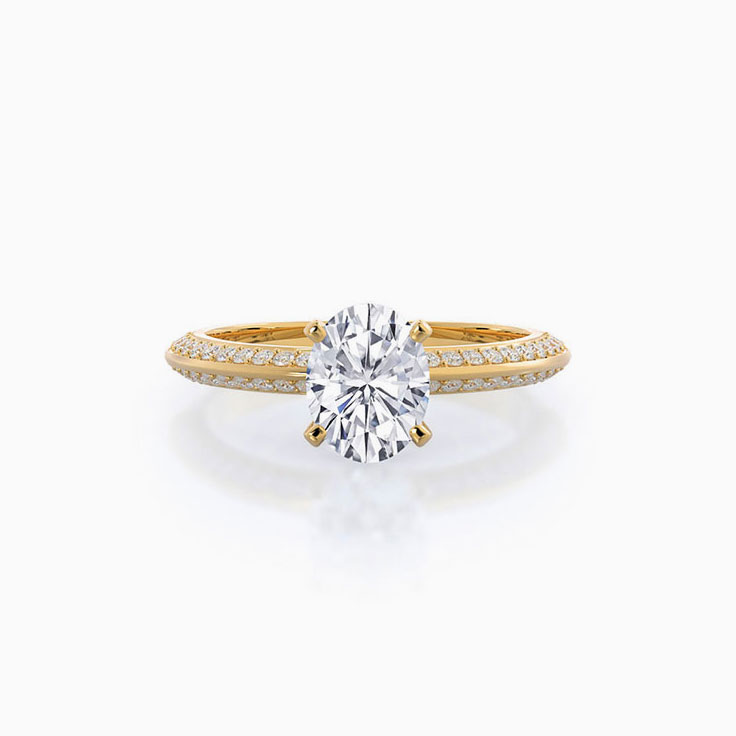 Lab Double Paved Diamond Engagement Ring