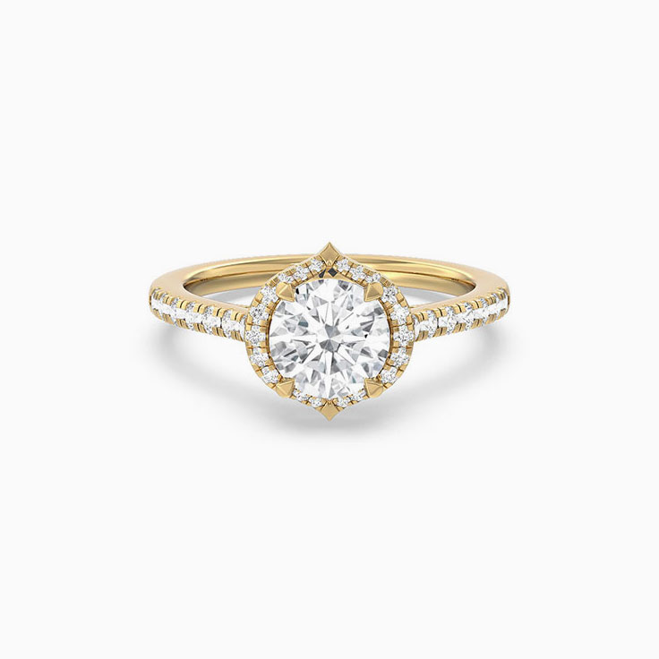 Half Accented Lab Diamond Engagement Ring