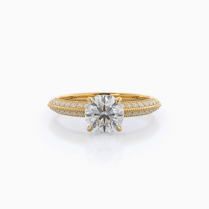 Double Line Accent Lab Diamond Engagement Ring