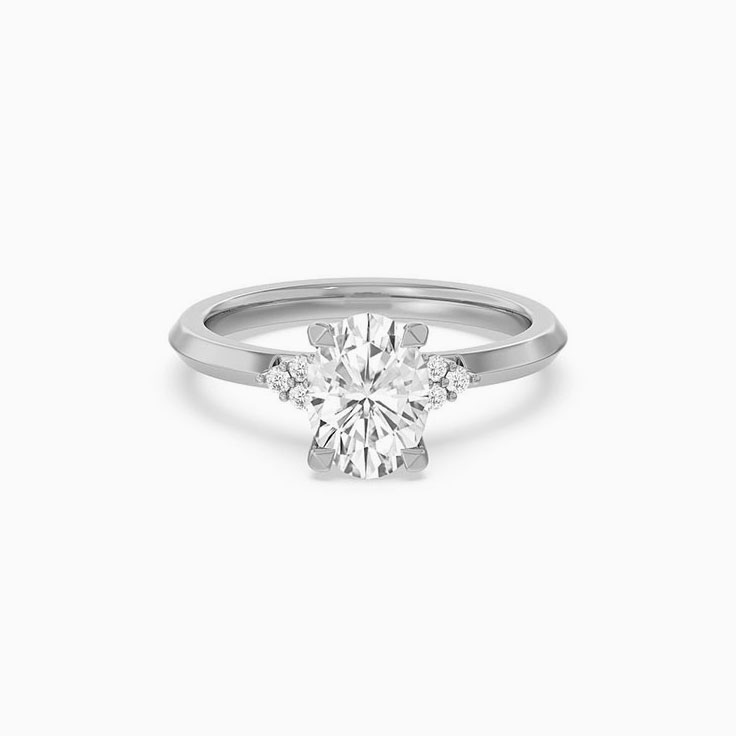 Lab Grown Sleek Edged Diamond Engagement Ring