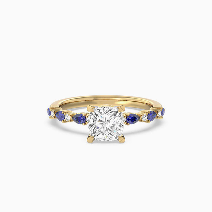 Lab Diamond Engagement Ring With Blue Sapphire