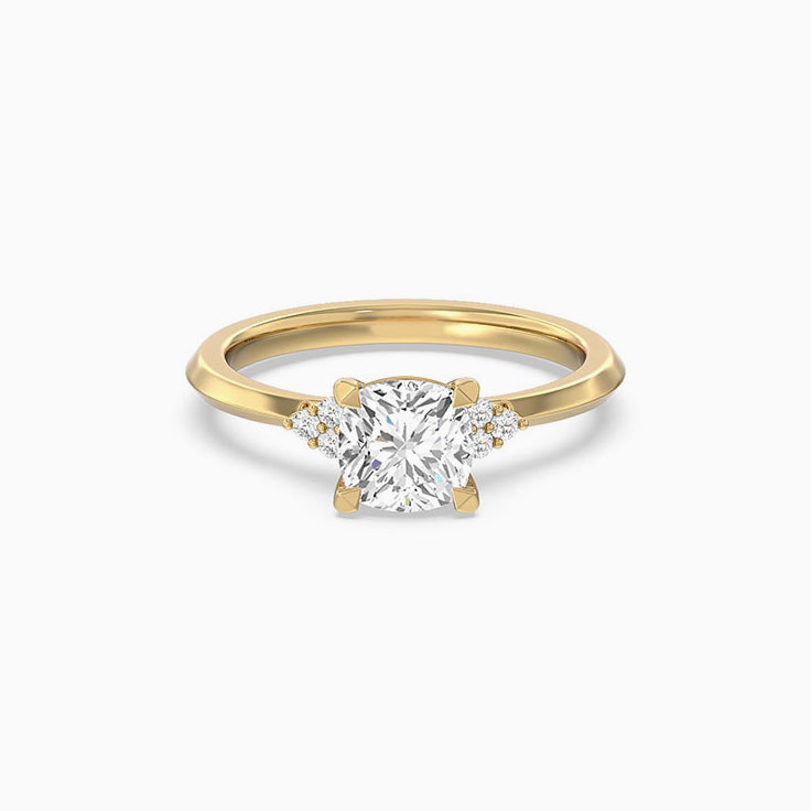 Cathedral Diamond Accent Lab Grown Engagement Ring