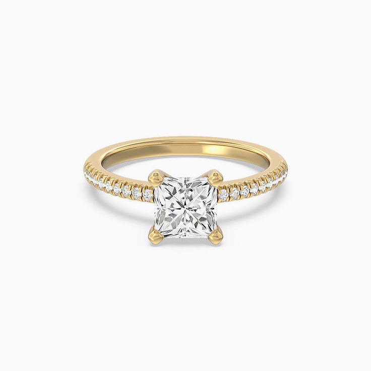 Half Accent Lab Grown Princess Diamond Engagement Ring