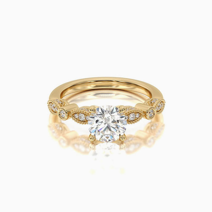 Lab Grown Diamond Engagement Ring With Motif Pattern