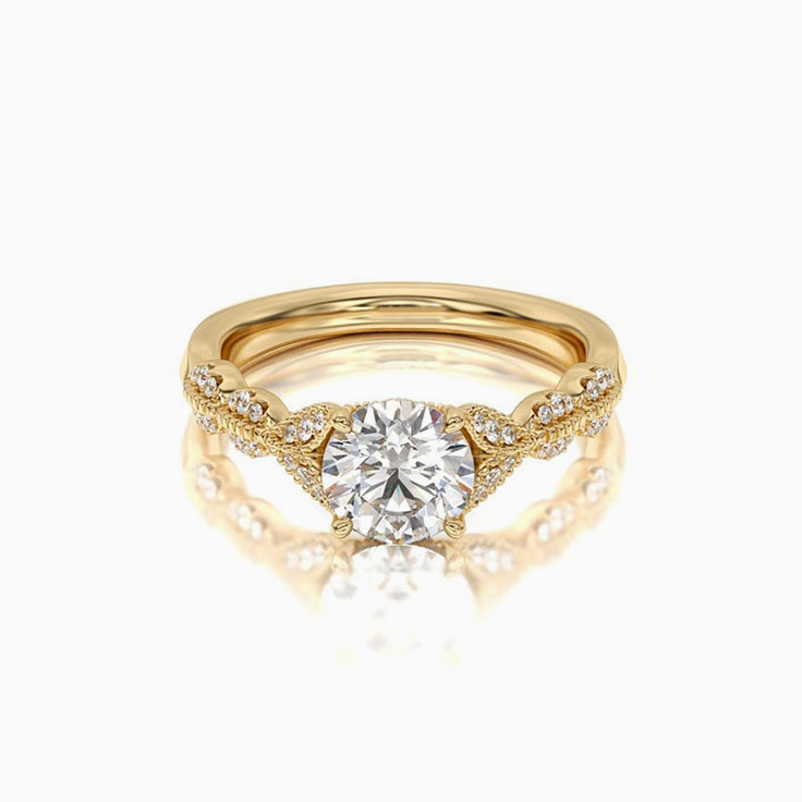 Lab Grown Diamond Engagement Ring with filigree pattern