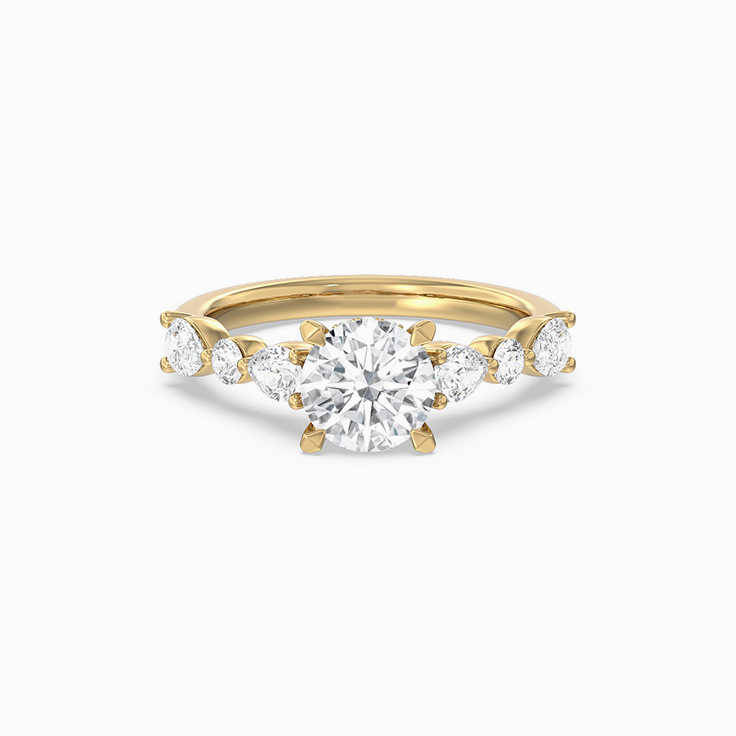 Pear And Round Lab Diamond Engagement Ring